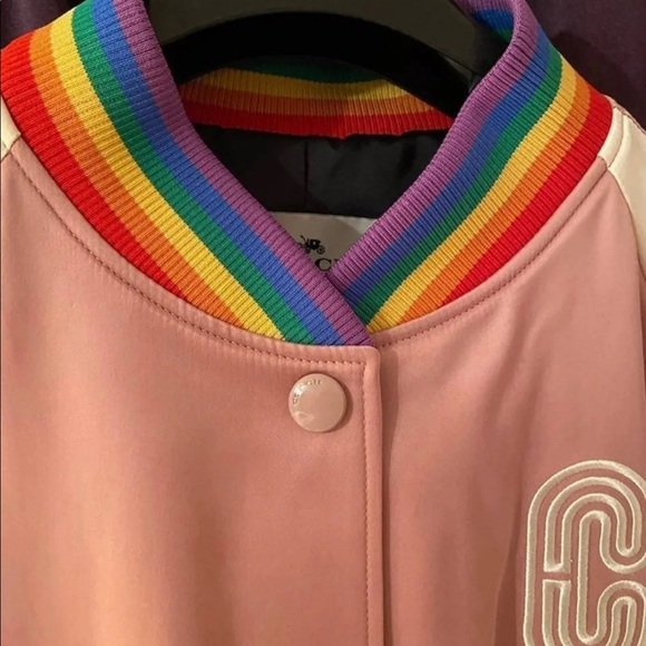 ⚡️H🌈P⚡️COACHSouvenir Rainbow Jacket Pearl Pink Medium - Picture 8 of 10